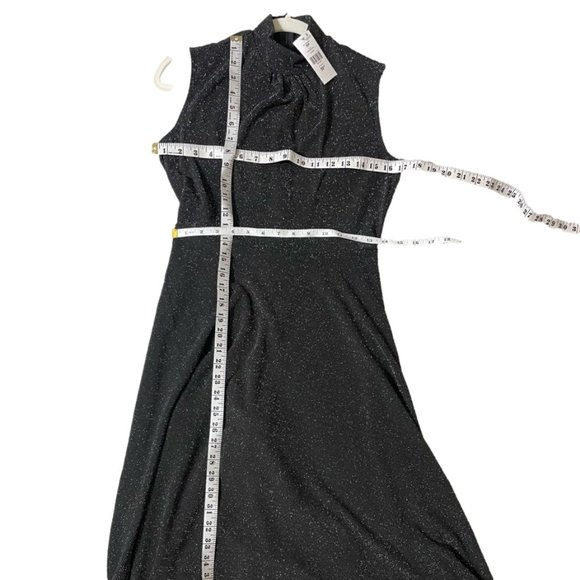 Metallic Sparkle Mock Neck Midi Dress Size Small Black NWT - Picture 9 of 9